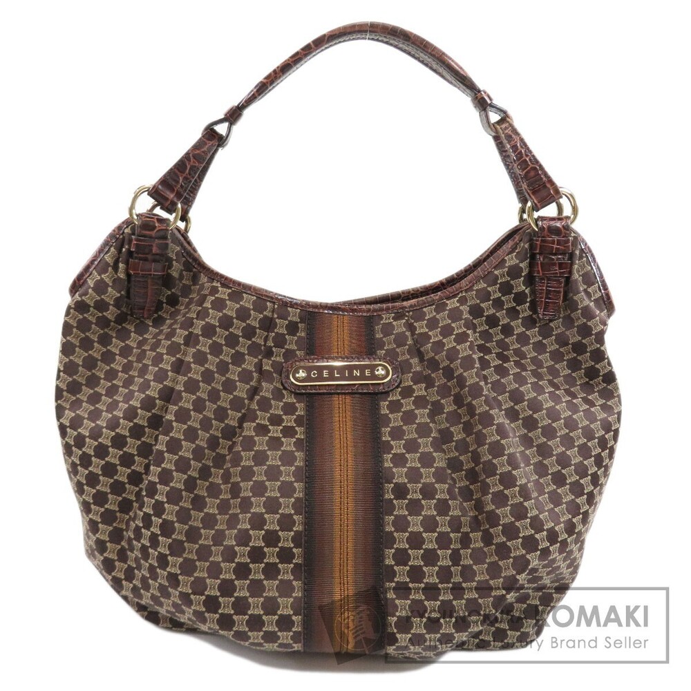 Celine One Shoulder Hobo Macadam Canvas Shoulder Bag